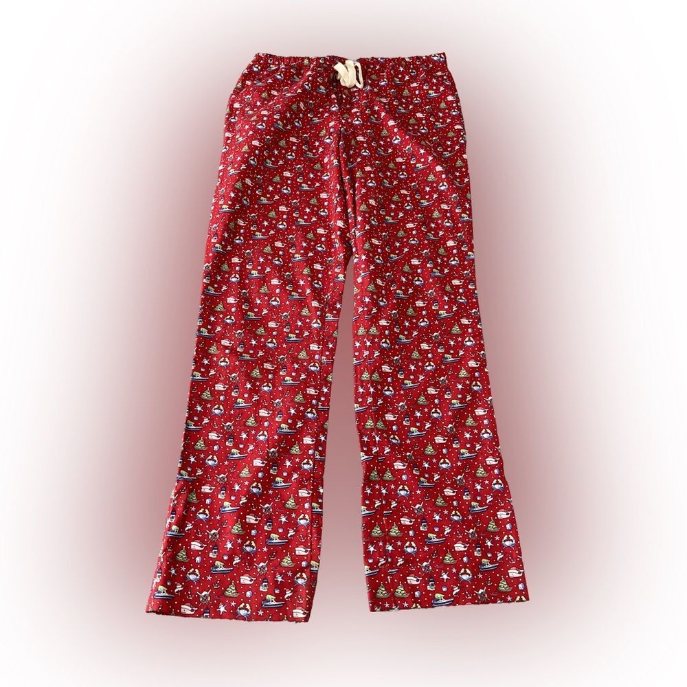 Vineyard Vines Pajama Pants Mens S Red Whale Print Flannel Lounge Sleepwear
